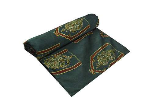 Ajrakh Modal Silk Natural Dye Hand Block Print Unstitched Kurta Fabric 3.00 Mtr Length - SKU : AI1710BA