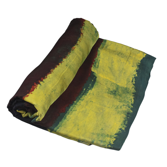 Ajrakh Modal Silk Natural Dye Hand Block Print Unstitched Kurta Fabric 3.00 Mtr Length - SKU : AI20102M