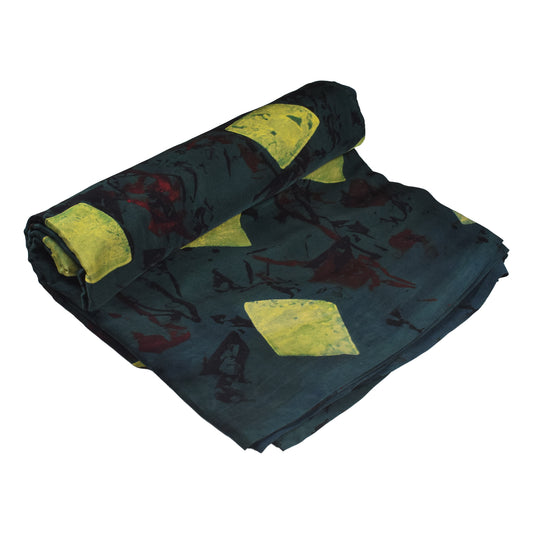 Ajrakh Modal Silk Natural Dye Hand Block Print Unstitched Kurta Fabric 3.00 Mtr Length - SKU : AI20102U