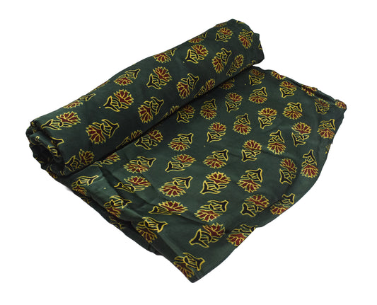 Ajrakh Modal Silk Natural Dye Hand Block Print Unstitched Kurta Fabric 3.00 Mtr Length - SKU : AI30102X