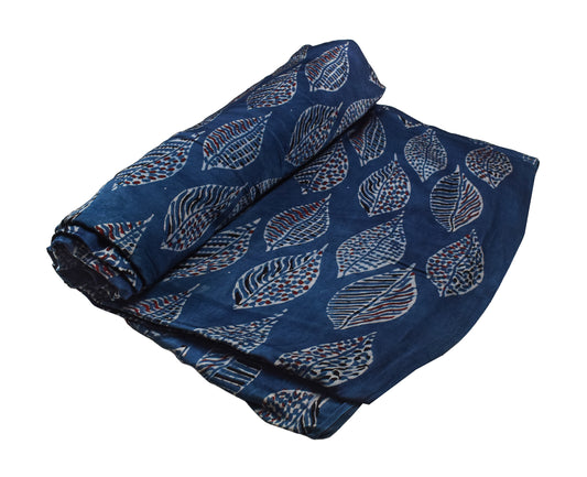 Ajrakh Modal Silk Natural Dye Hand Block Print Unstitched Kurta Fabric 3.00 Mtr Length - SKU : AI17102V