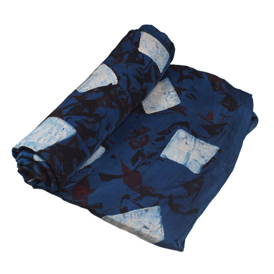 Ajrakh Modal Silk Natural Dye Hand Block Print Unstitched Kurta Fabric 3.00 Mtr Length - SKU : AI20102S