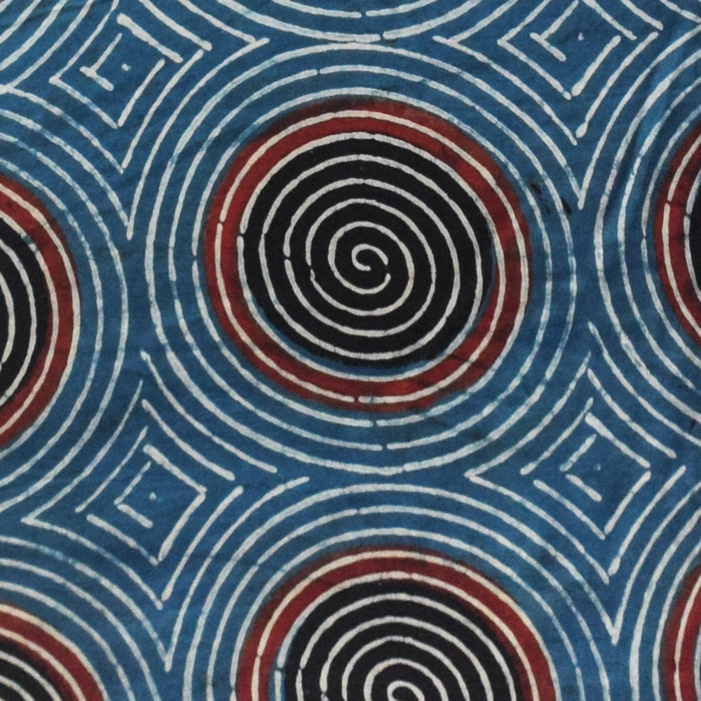 Ajrakh Modal Silk Natural Dye Hand Block Print Unstitched Kurta Fabric 2.5 Mtr Length - SKU : AI22501C