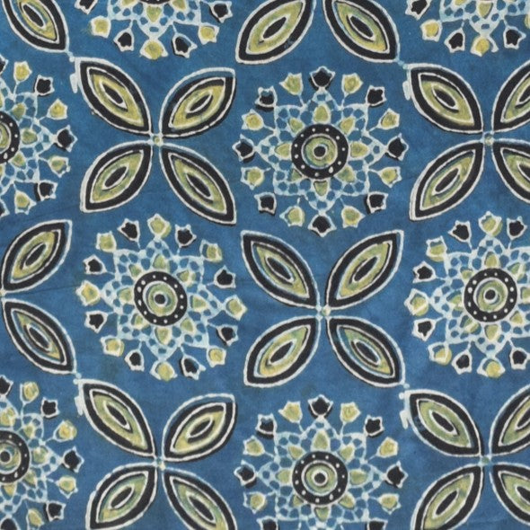 Ajrakh Modal Silk Natural Dye Hand Block Print Unstitched Kurta Fabric Mtr Length 3 Mtr Length - SKU : AI0640BF