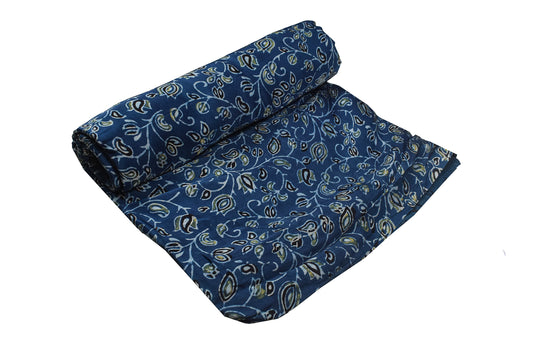 Ajrakh Modal Silk Natural Dye Hand Block Print Unstitched Kurta Fabric 3.00 Mtr Length - SKU : AI17102J