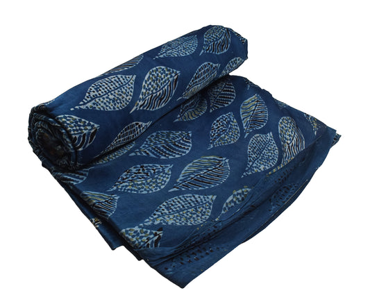 Ajrakh Modal Silk Natural Dye Hand Block Print Unstitched Kurta Fabric 3.00 Mtr Length - SKU : AI17102R