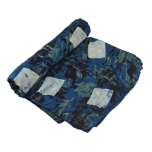 Ajrakh Modal Silk Natural Dye Hand Block Print Unstitched Kurta Fabric 3.00 Mtr Length - SKU : AI20102W