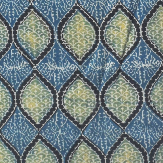 Ajrakh Modal Silk Natural Dye Hand Block Print Unstitched Kurta Fabric 2.5 Mtr Length - SKU : AI22501O