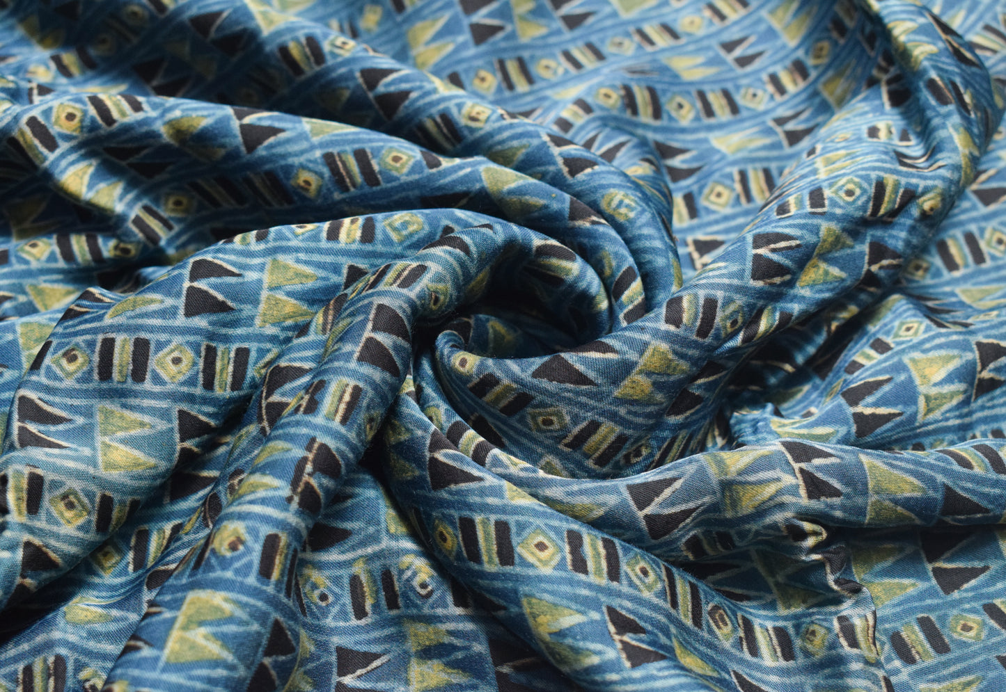 Ajrakh Modal Silk Natural Dye Hand Block Print Unstitched Kurta Fabric    2.5 Mtr  Length  -  SKU : HM26B01D