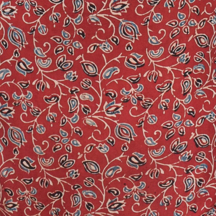 Ajrakh Modal Silk Natural Dye Hand Block Print Unstitched Kurta Fabric 3.00 Mtr Length - SKU : AI17102O