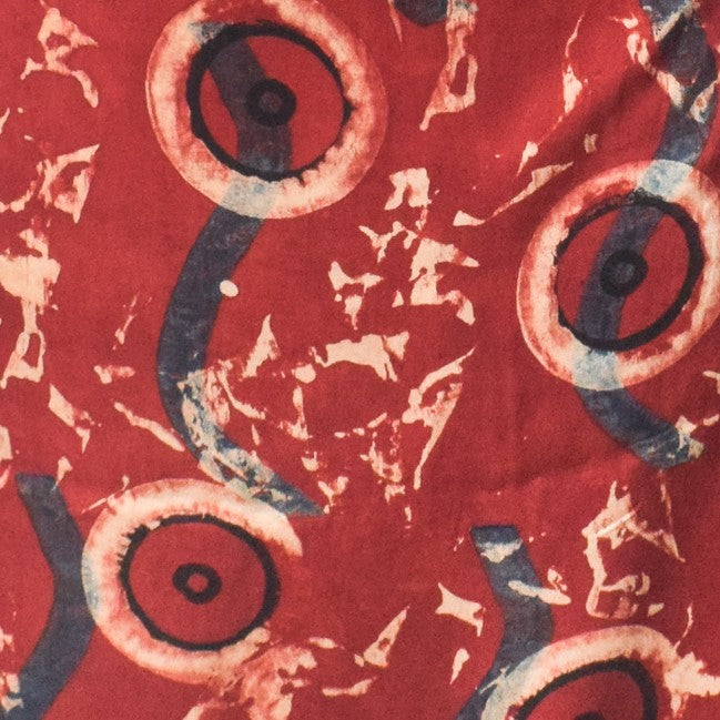 Ajrakh Modal Silk Natural Dye Hand Block Print Unstitched Kurta Fabric 3.00 Mtr Length - SKU : AI20102B