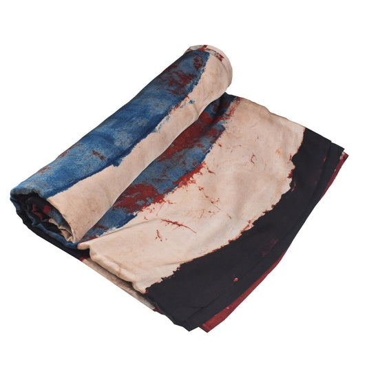 Ajrakh Modal Silk Natural Dye Hand Block Print Unstitched Kurta Fabric 3.00 Mtr Length - SKU : AI20102J