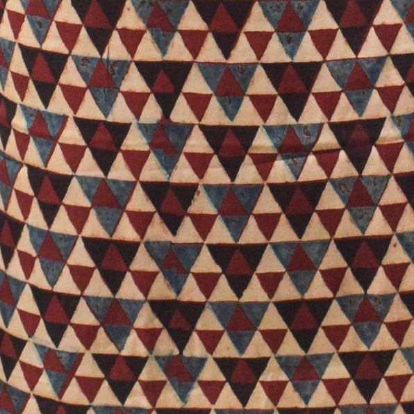 Ajrakh Modal Silk Natural Dye Hand Block Print Unstitched Kurta Fabric 3.00 Mtr Length - SKU : AI30102J