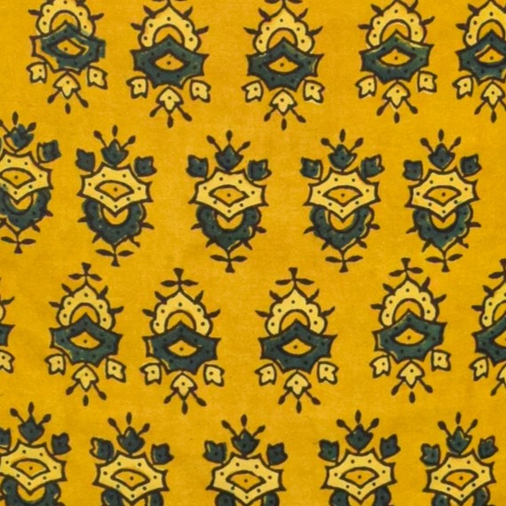 Ajrakh Modal Silk Natural Dye Hand Block Print Unstitched Kurta Fabric Mtr Length 3 Mtr Length - SKU : AI06402O