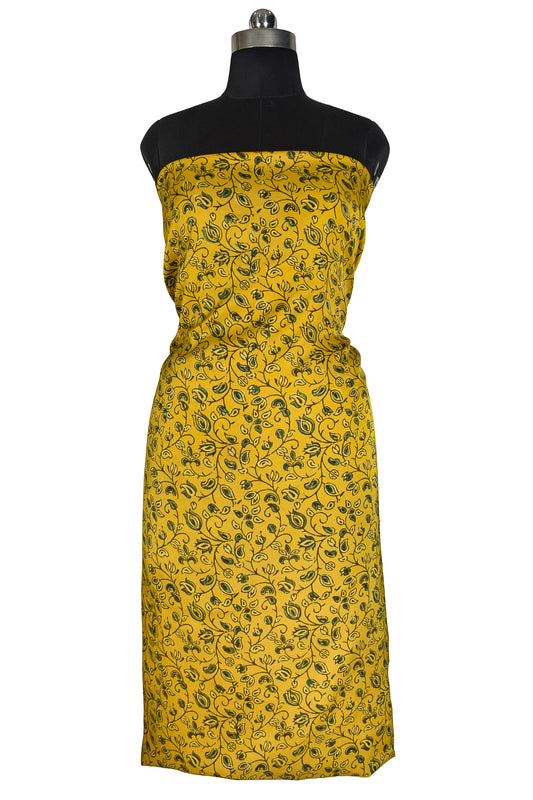 Ajrakh Modal Silk Natural Dye Hand Block Print Unstitched Kurta Fabric 3.00 Mtr Length - SKU : AI17102I