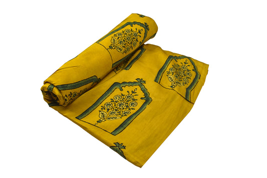 Ajrakh Modal Silk Natural Dye Hand Block Print Unstitched Kurta Fabric 3.00 Mtr Length - SKU : AI17102Y