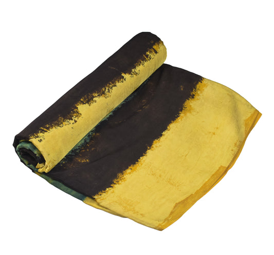 Ajrakh Modal Silk Natural Dye Hand Block Print Unstitched Kurta Fabric 3.00 Mtr Length - SKU : AI20102P