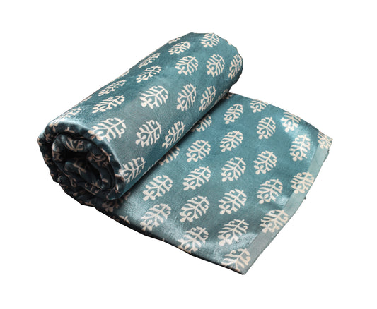 Screen Print Hand Printed Mashru Silk Unstitched Kurta Fabric 3 Mtr Length - SKU : HM01C06D