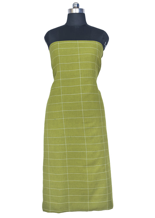 Weaving Design Kala Cotton Large Chex Designs Handloom Woven Unstitched Kurta Fabric 2.5 Mtr Length - SKU : DB09A02A
