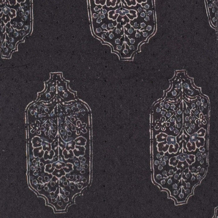 Ajrakh Cotton Natural Dye Hakoba Design Hand Block Print Unstitched Kurta Fabric Mtr Length 2.5 Mtr Length - SKU : MK12901E