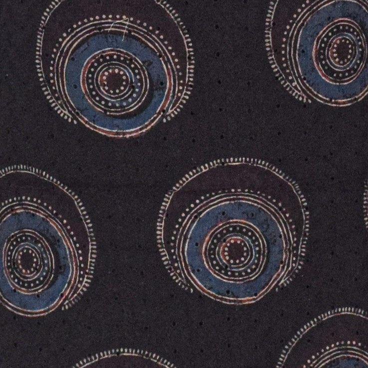 Ajrakh Cotton Natural Dye Hakoba Design Hand Block Print Unstitched Kurta Fabric Mtr Length 3 Mtr Length - SKU : MK12902C