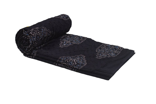 Ajrakh Cotton Natural Dye Hakoba Design Hand Block Print Unstitched Kurta Fabric Mtr Length 1.25 Mtr Length - SKU : MK12904L