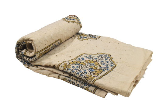 Ajrakh Cotton Natural Dye Hakoba Design Hand Block Print Unstitched Kurta Fabric Mtr Length 3 Mtr Length - SKU : MK12902E