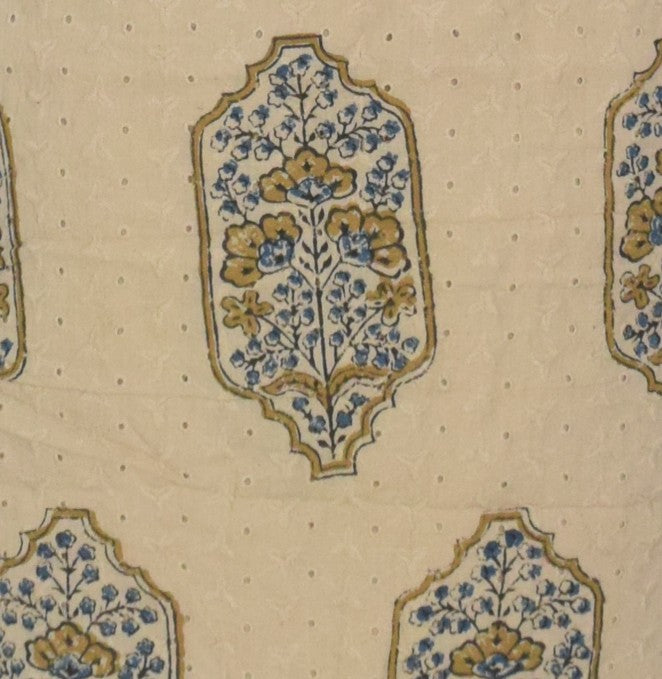 Ajrakh Cotton Natural Dye Hakoba Design Hand Block Print Unstitched Kurta Fabric Mtr Length 3 Mtr Length - SKU : MK12902E