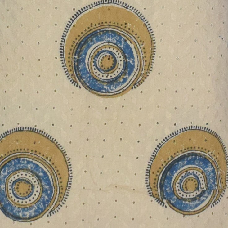 Ajrakh Cotton Natural Dye Hakoba Design Hand Block Print Unstitched Kurta Fabric Mtr Length 2.75 Mtr Length - SKU : MK12903E