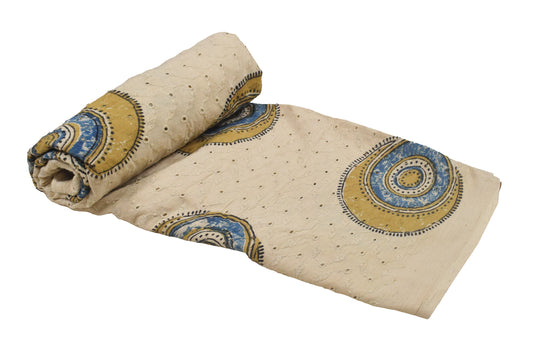 Ajrakh Cotton Natural Dye Hakoba Design Hand Block Print Unstitched Kurta Fabric Mtr Length 1.25 Mtr Length - SKU : MK12904E