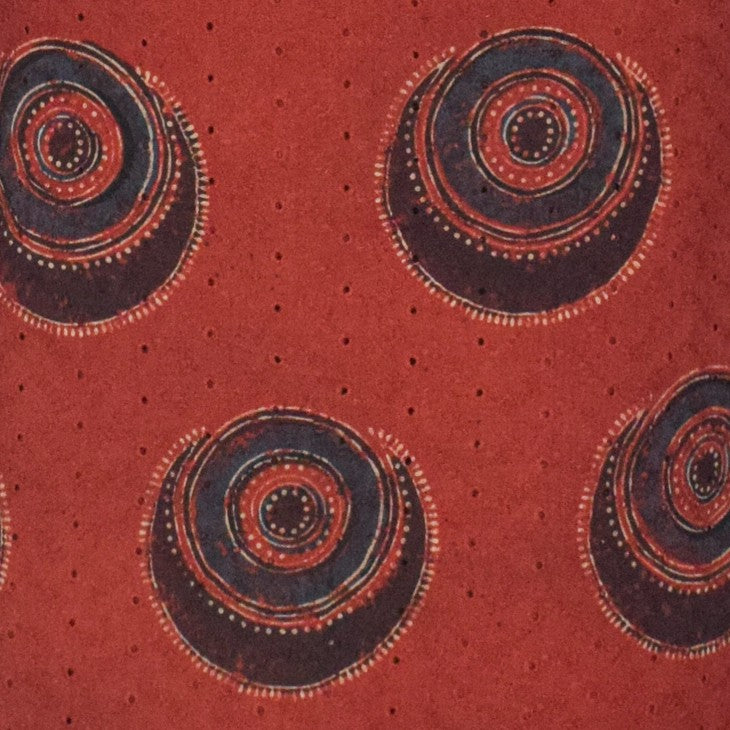 Ajrakh Cotton Natural Dye Hakoba Design Hand Block Print Unstitched Kurta Fabric Mtr Length 1.25 Mtr Length - SKU : MK12904C