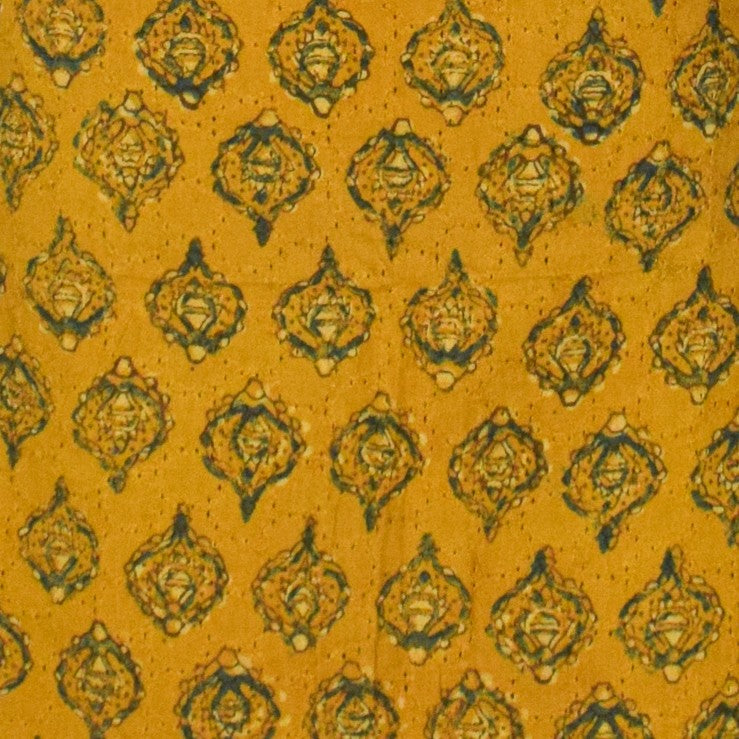 Ajrakh Cotton Natural Dye Hakoba Design Hand Block Print Unstitched Kurta Fabric Mtr Length 1.5 Mtr Length - SKU : AI06A05A