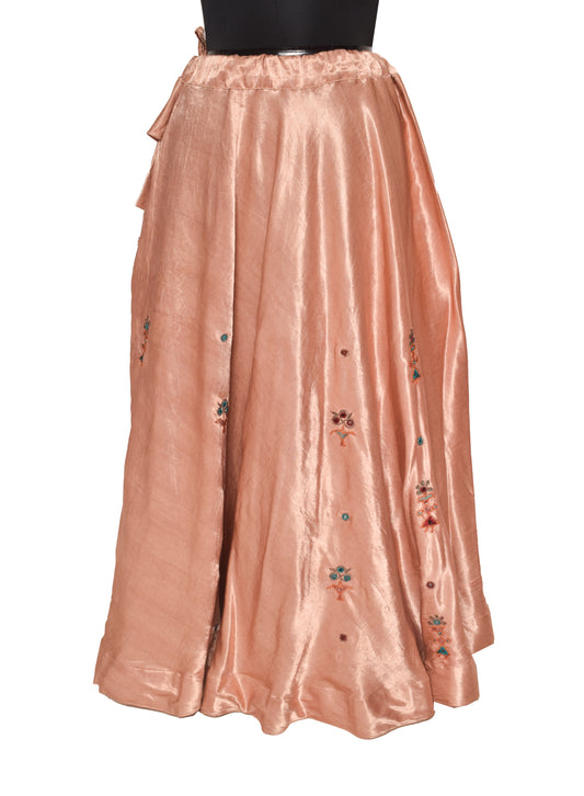 Ahir Work Mashru Silk Fine Mirror and Threadwork Embroidery Garba Skirt - SKU: EK06A01A