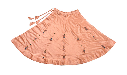 Ahir Work Mashru Silk Fine Mirror and Threadwork Embroidery Garba Skirt - SKU: EK26901A