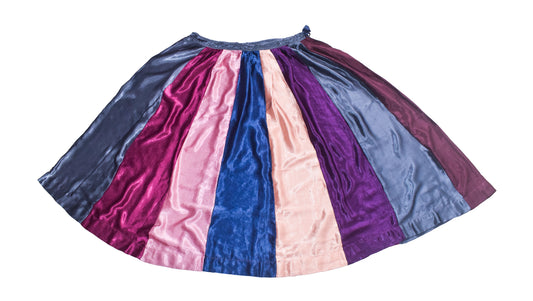 Plain Dyeing Mashru Silk Applique Work Garba Skirt - 4 Mtr Flare (Gher) - SKU : EK29902B
