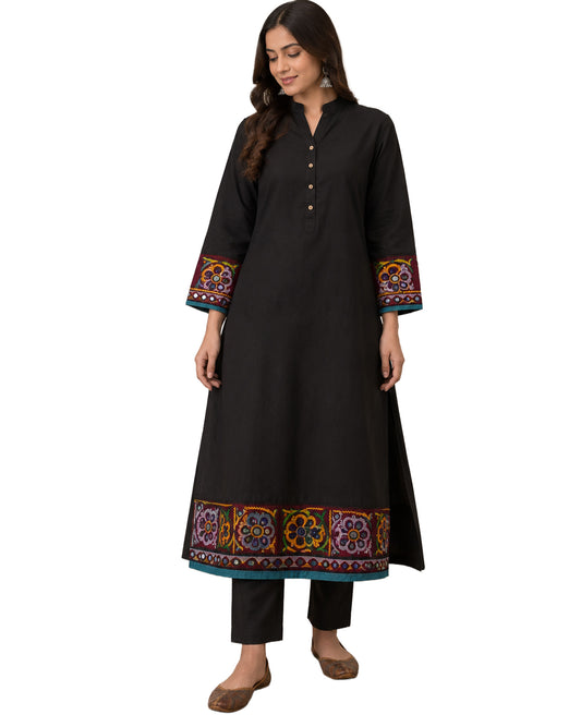 Ahir Work Cotton Hand Embroidered Mirror Work Handwork Border - 3.8 Mtr Length - SKU : VA07901A