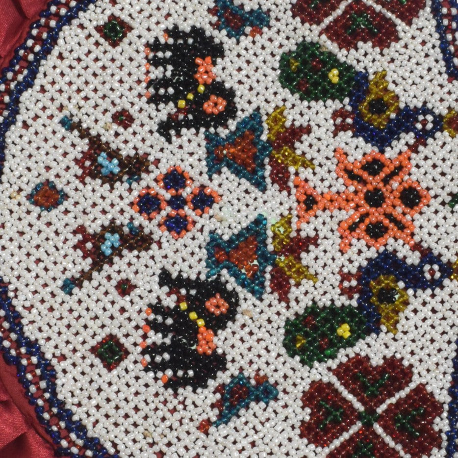 Moti Work Cotton Hand Made Handwork Fan - 33 cms Length - SKU : MD22601A