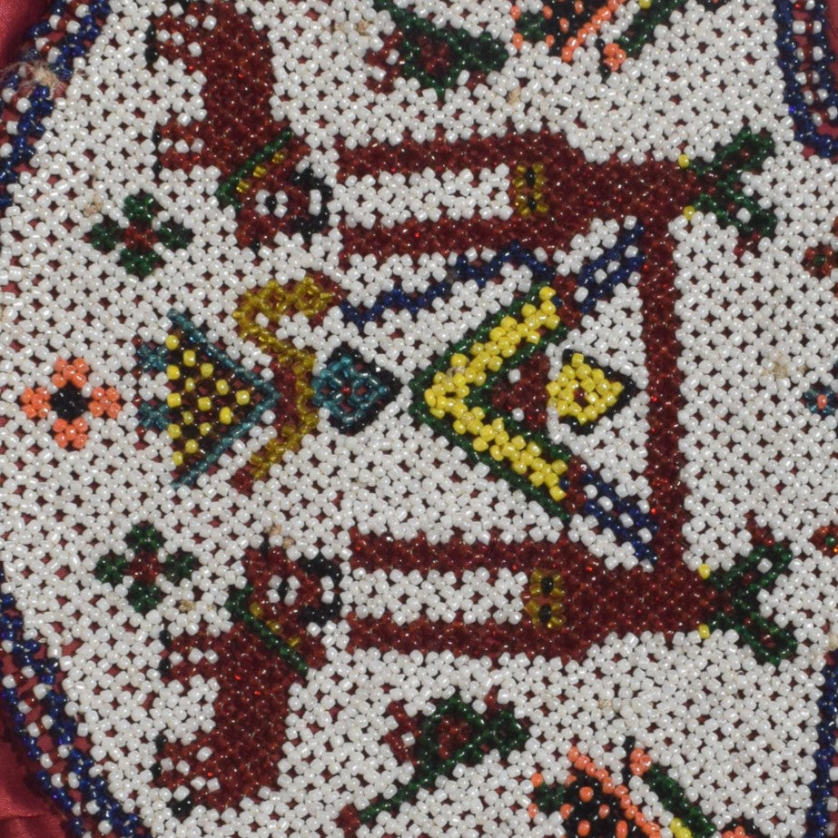 Moti Work Cotton Hand Made Handwork Fan - 33 cms Length - SKU : MD22601C