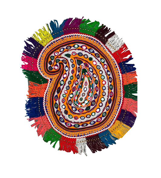 Ahir Work cotton Fine Mirror and Threadwork Embroidery Handwork Patch - 51 cms Length - SKU : PN18201A