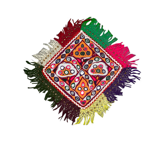 Ahir Work cotton Fine Mirror and Threadwork Embroidery Handwork Patch - 36 cms Length - SKU : PN18203A