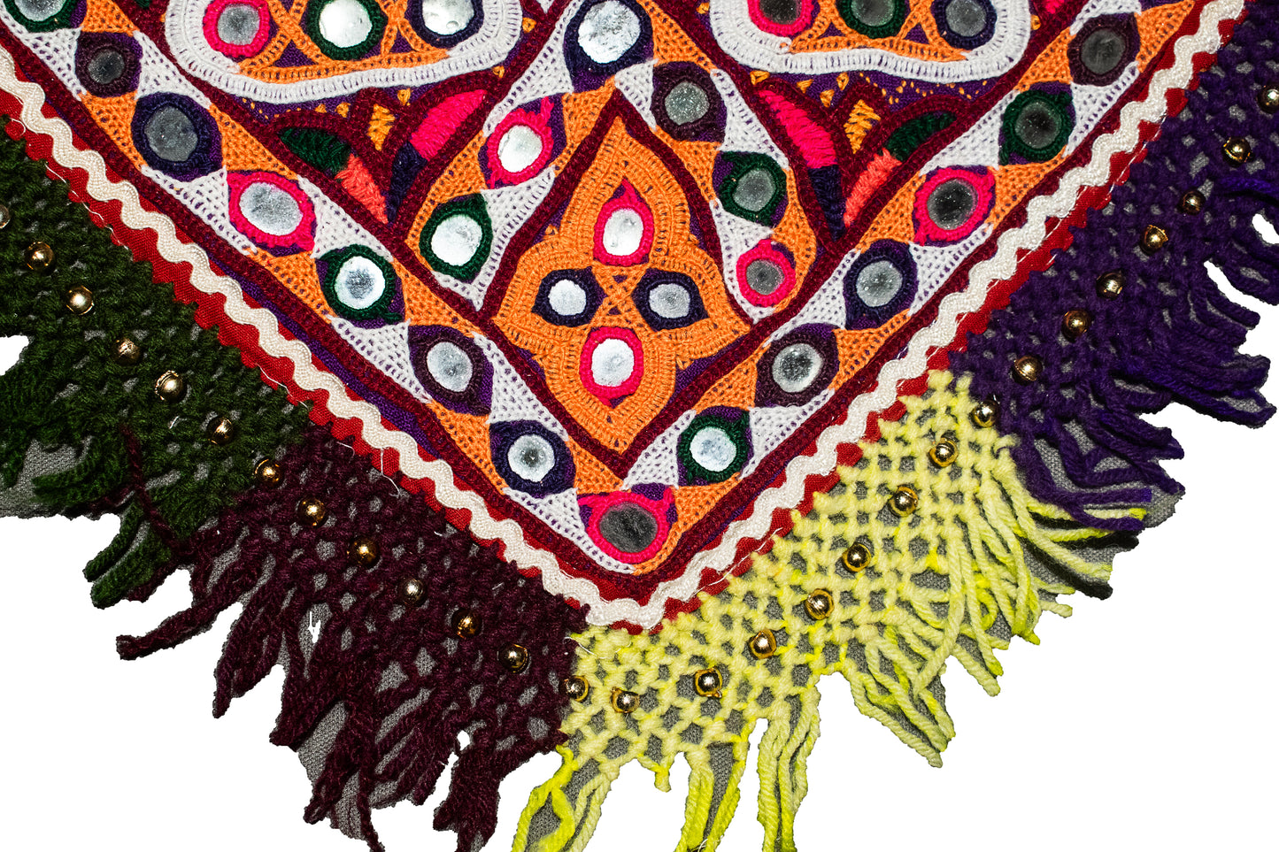 Ahir Work cotton Fine Mirror and Threadwork Embroidery Handwork Patch - 36 cms Length - SKU : PN18203A