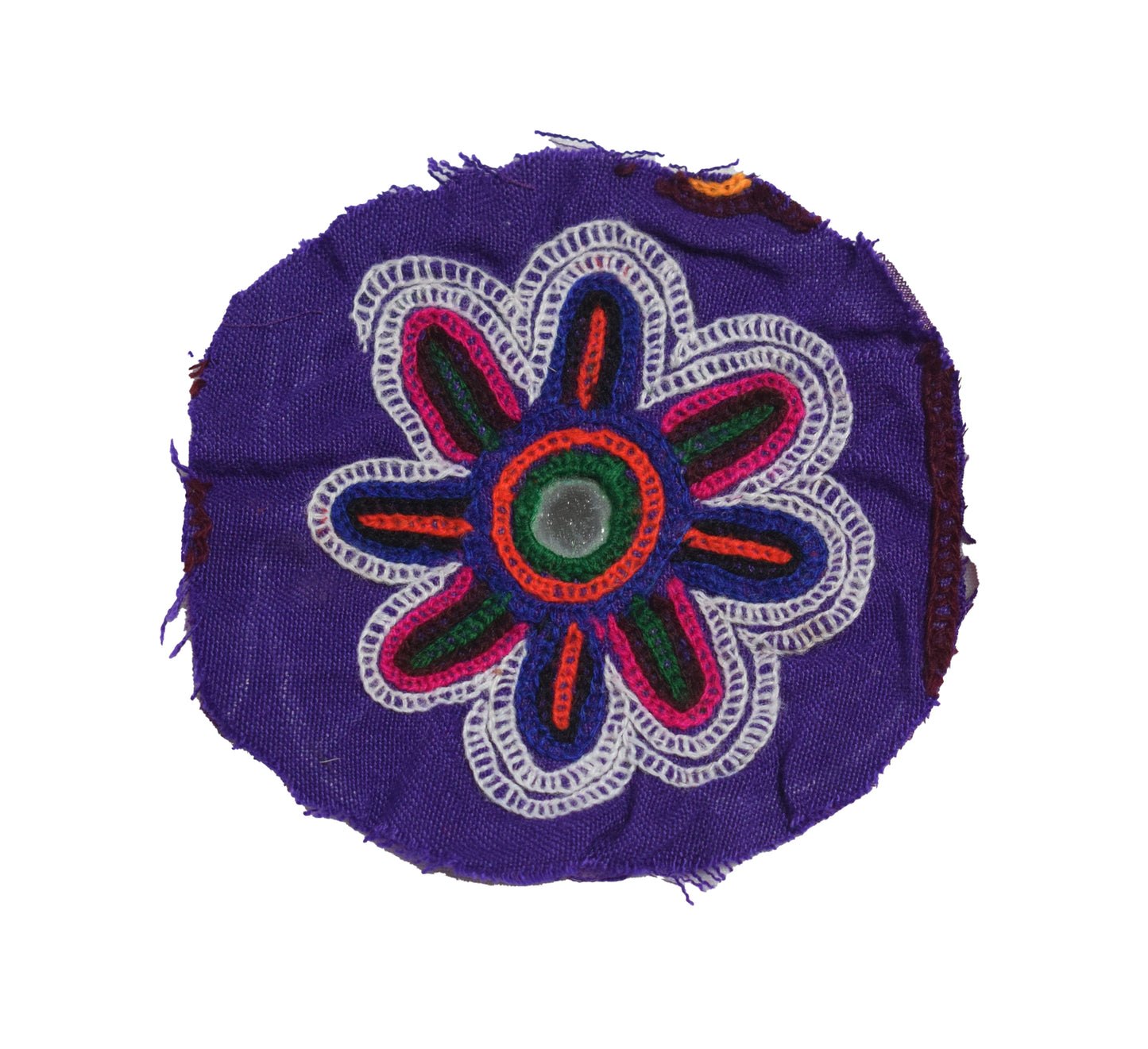 Ahir Work cotton Flowers design Patch Handwork Patch - 6 cms Length - SKU : 0078-BLMC