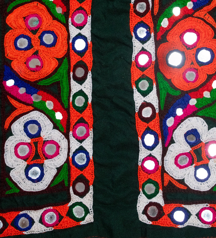 Ahir Work Cotton Hand Embroidered Mirror Work Handwork Patch - SKU : MD20401I