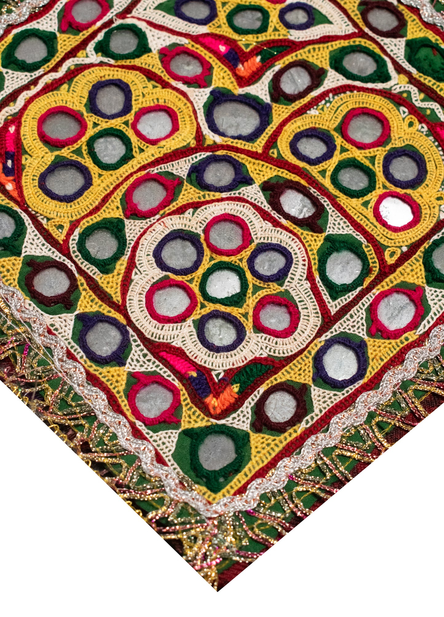 Ahir Work Cotton Hand Embroidered Mirror Work Handwork Patch - SKU : MD22401D