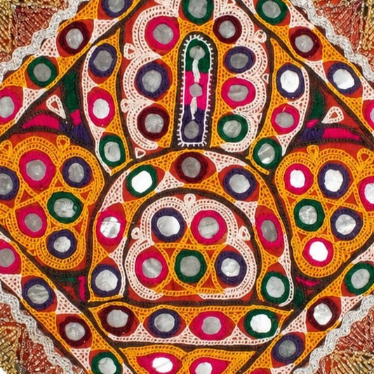 Ahir Work Cotton Hand Embroidered Mirror Work Handwork Patch - SKU : MD22401B