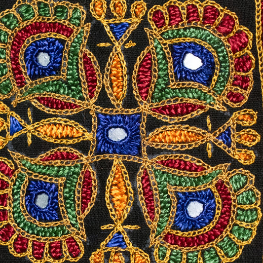 Ahir Work Cotton Small Mirror Work Hand Embroidery Handwork Patch - 10 cms Length - SKU : GG10903A