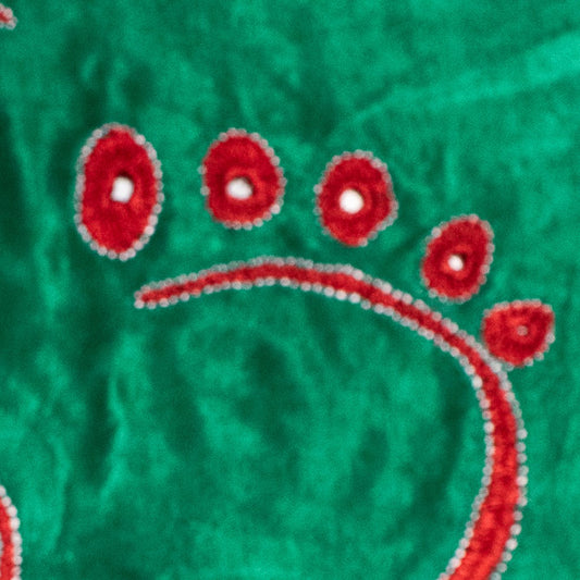Simple Mirror Work Mashru Silk Laxmi Pagala Hand Embroidery Handwork Patch - 18 cms Length - SKU : GG10913A