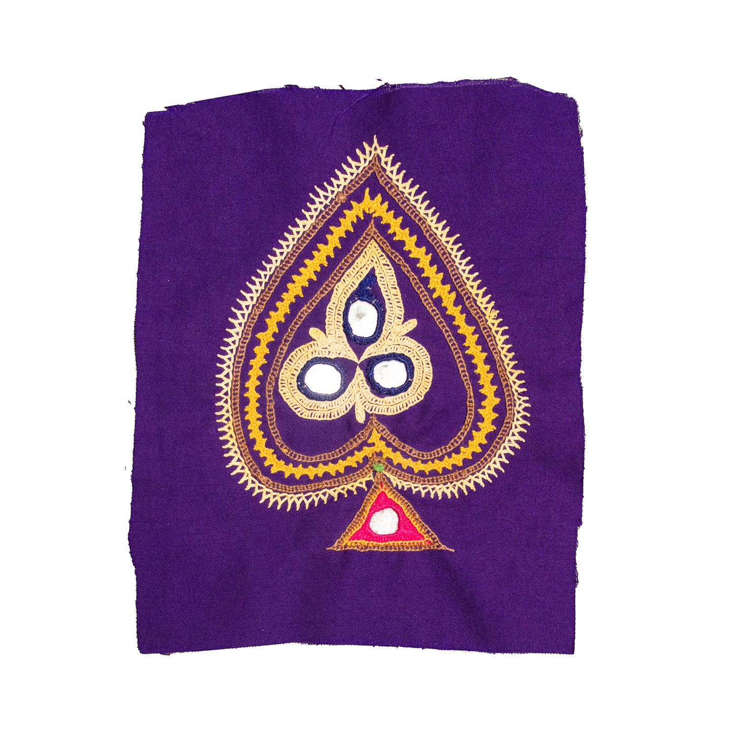 Ahir Work Cotton Hand Embroidered Mirror Work Handwork Patch - 12 cms Length - SKU : VA09901A