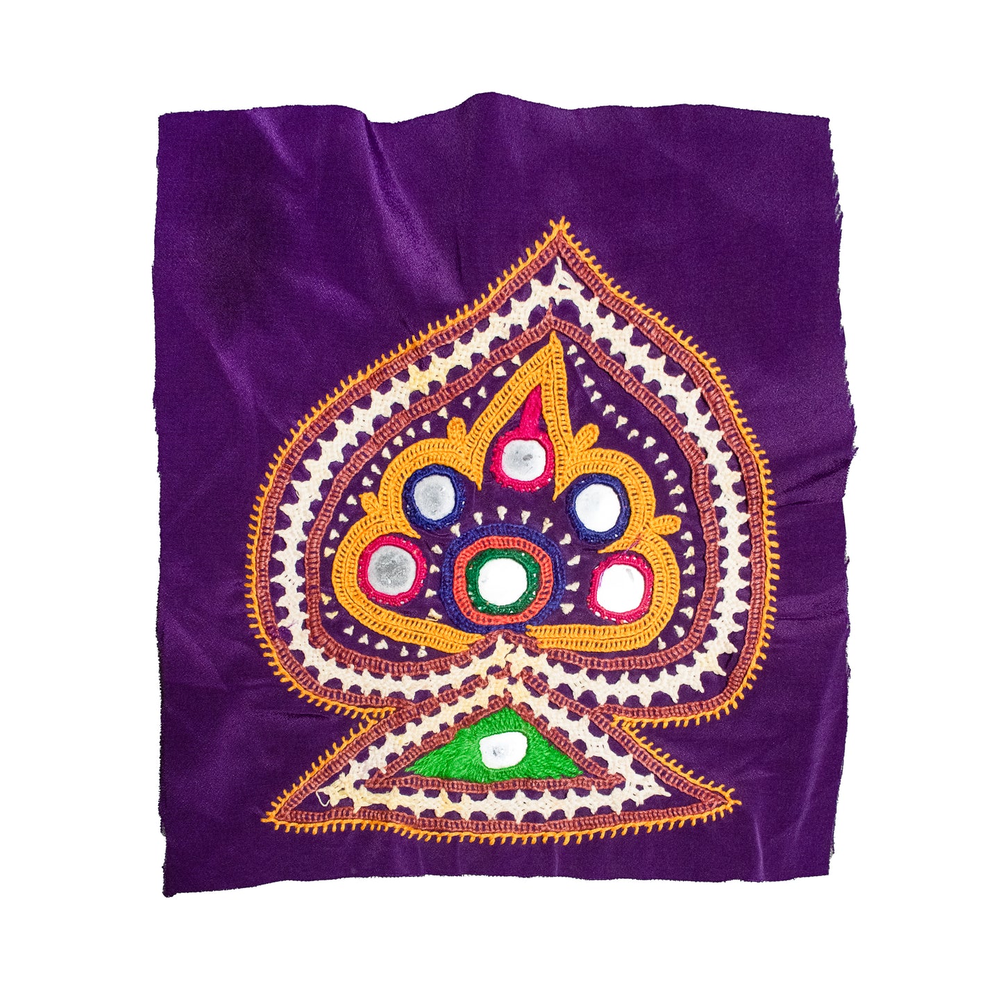 Ahir Work Cotton Hand Embroidered Mirror Work Handwork Patch - 14 cms Length - SKU : VA09906E