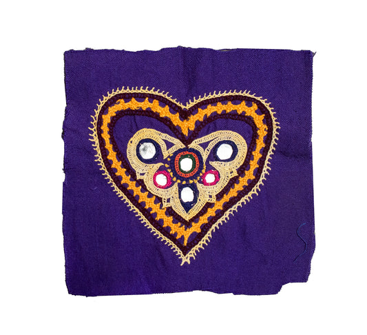 Ahir Work Cotton Hand Embroidered Mirror Work Handwork Patch - 10 cms Length - SKU : VA09907A